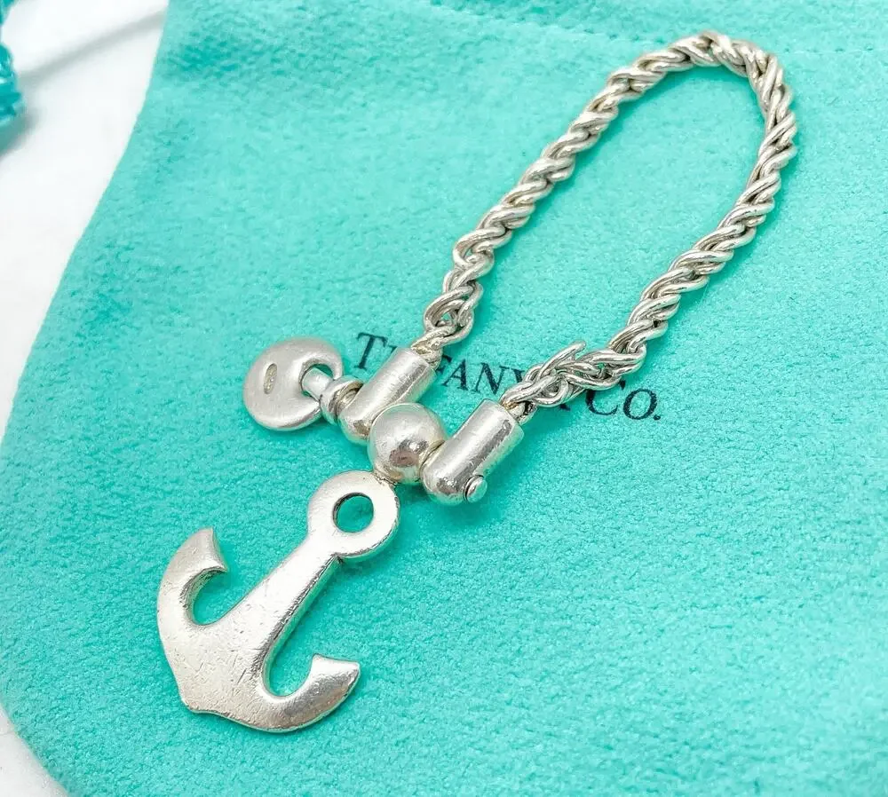 Tiffany & Co. Anchor Keychain Key Ring Sterling Silver Keyring